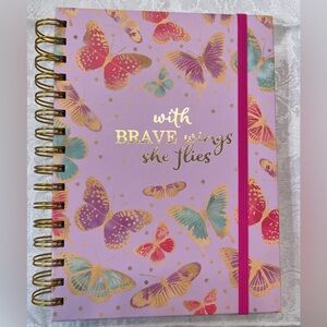 Journal Notebook Purple with Butterflies With Brave Wings She Flies Spiral NWT